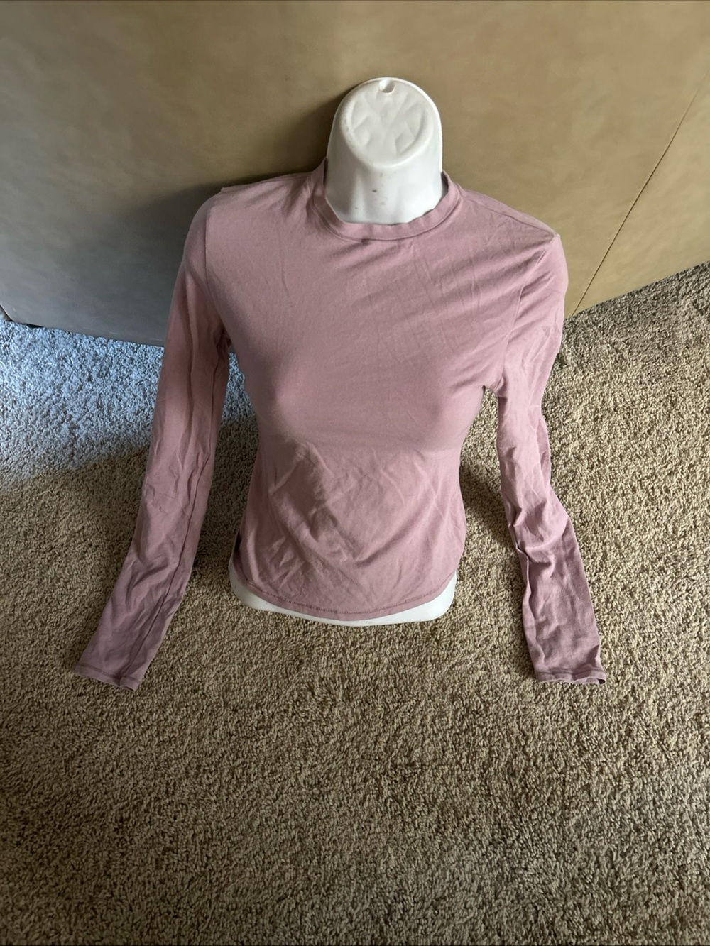 SKIMS Long Sleeve Crewneck Top in Mauve Pink